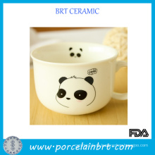 Kundenspezifischer keramischer Becher mit nettem hallo Panda-Kopf